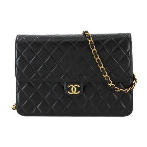 CHANEL Matelasse Chain Shoulder Bag Leather Black A03570 Vintage